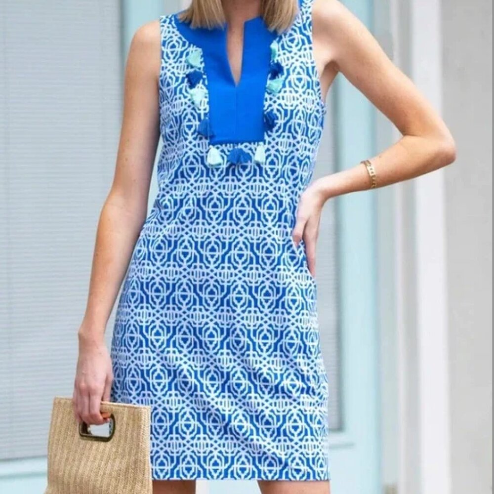 Cabana Life Dress Blue Cottage Sleeveless Tunic Size XL Coastal Resort UPF